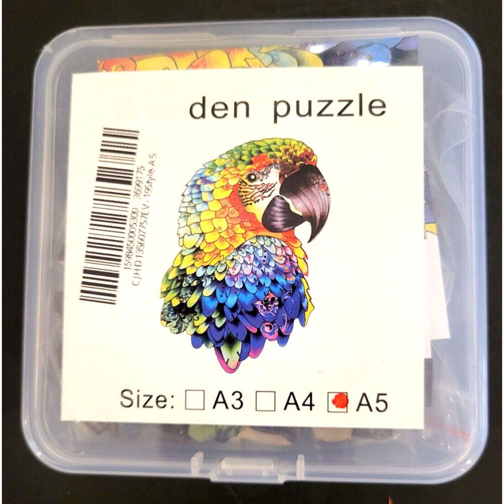 PARROT Colorful Wooden Jigsaw Puzzle Small Size A5 Unique Shapes NEW